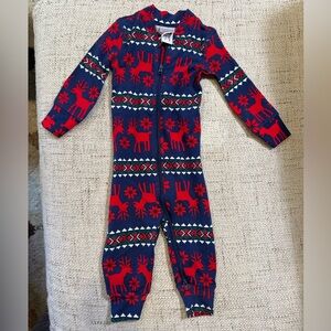 Cozy Super Soft Reindeer 6-12 month One Piece - Hanna Anderson - Red and Blue